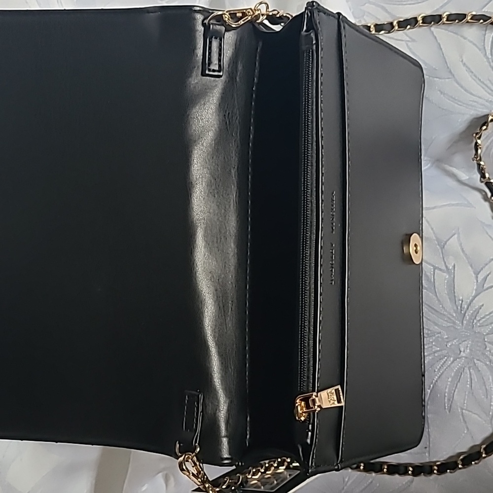 Badgley Mischka Black Crossbody Bag with Gold Accents - Picture 9 of 13